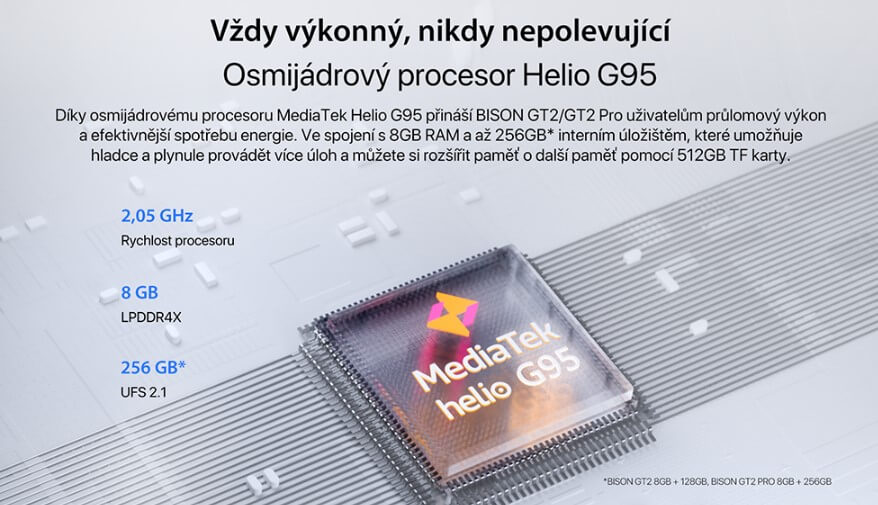 UMIDIGI BISON GT2 Pro - použitý chipset MediaTek Helio G95